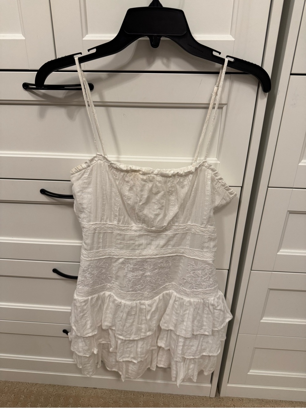 Altar'd State White Ruffled Lace Camisole Dress-size Sm